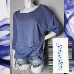 St Johns Bay Super Soft Heathere Scallop 3/4 Sleeve Vented Back Plus Size Top 1X